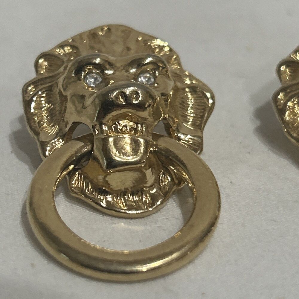 Vintage K.J.L. (Kenneth Jay Lane) for Avon Lion Earrings - Picture 4 of 11